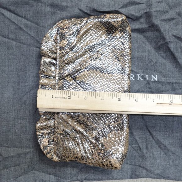 Lauren Merkin Clutch Beige Snake Print Envelope Purse Dust Bag - Picture 8 of 9